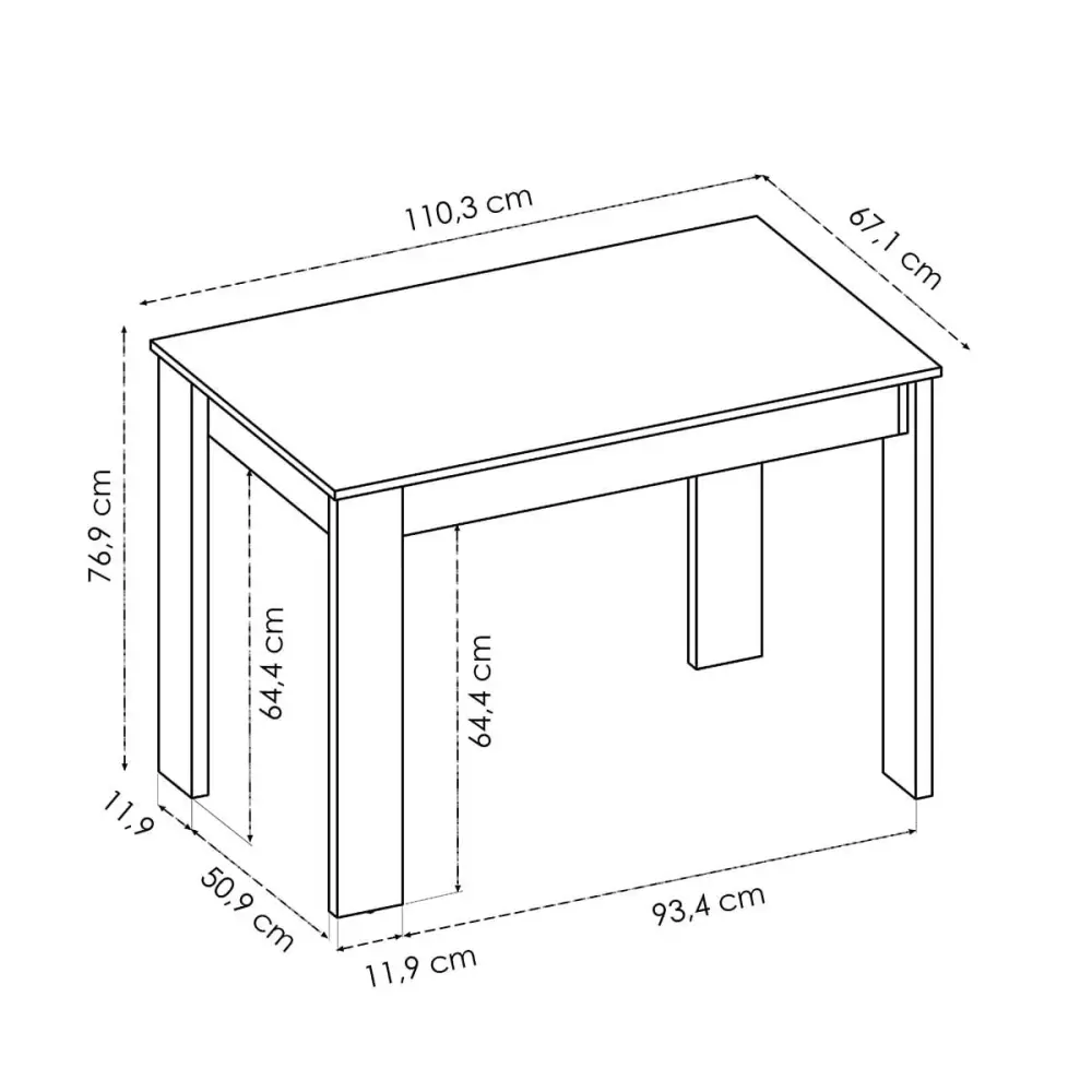 Mesa de cocina Aspen 76,9x110,3x67,1 cm