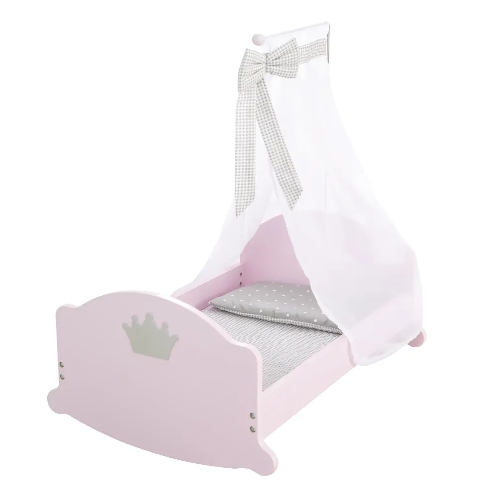 Cuna para muñecas 'Prinzessin Sophie', cuenta con ropa de cama textil y dosel, rosa con Certificado de Seguridad