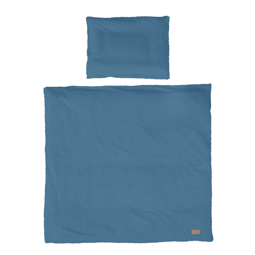Ropa de cama para cuna 80 x 80 cm 'Seashells Indigo' - Certificada GOTS & Oeko Tex - Azul para Cama Infantil