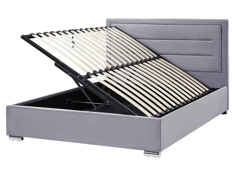 Cama con almacenaje de terciopelo gris sombrío