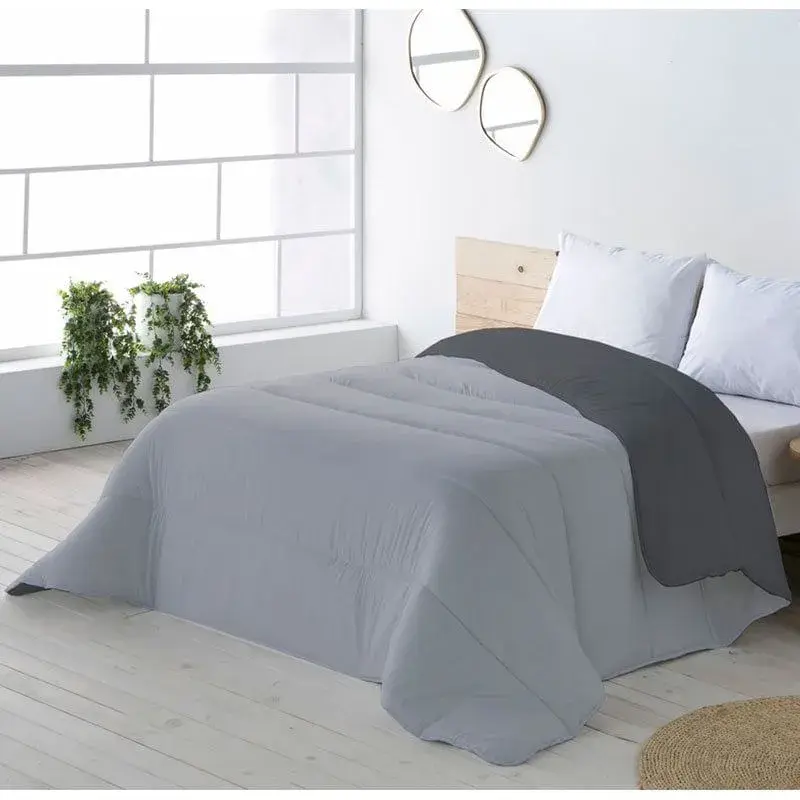 Edredón reversible Boheme 100% poliéster 300g/m² para cama de 180 cm gris/gris claro 270x270 cm