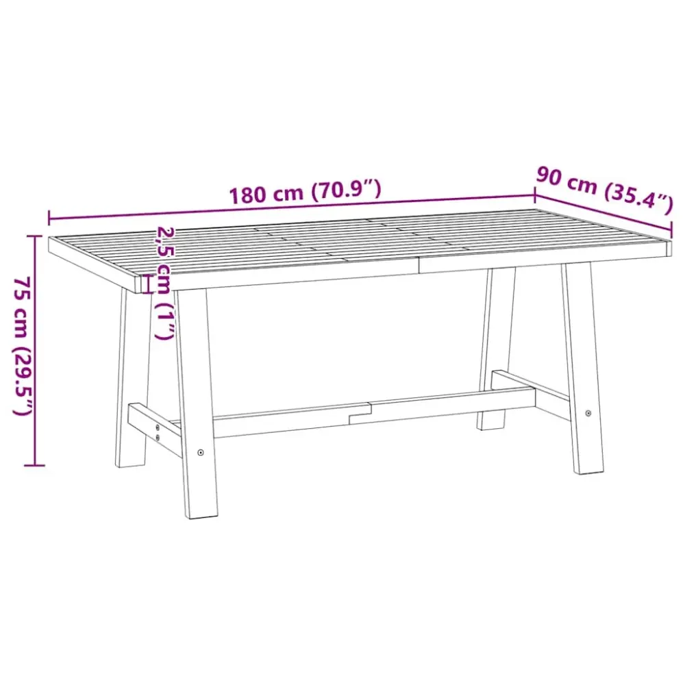 Mesa de comedor Noain diseño madera de pino natural/negro 75x180x90 cm
