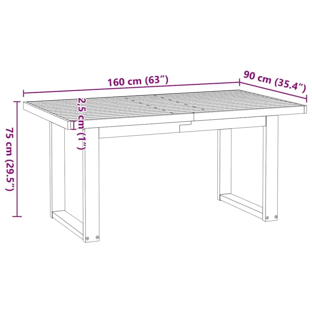 Mesa de comedor Noain diseño U madera de pino natural/negro 75x160x90 cm