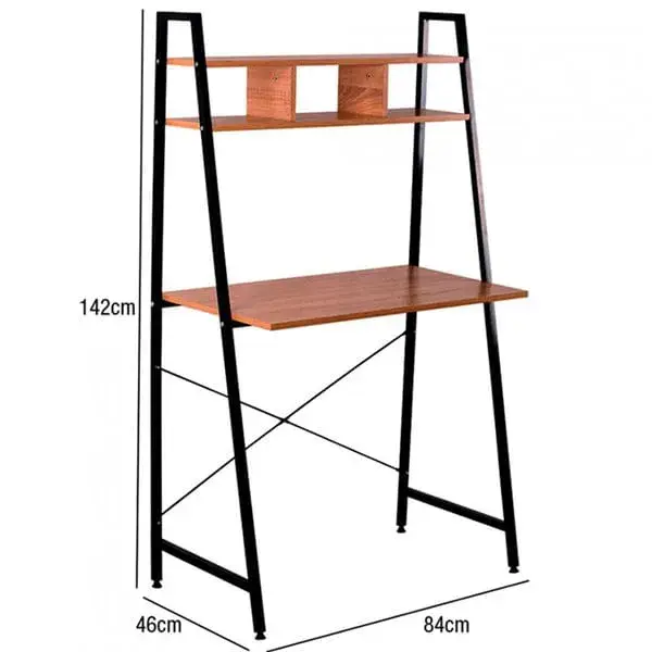 Ergonómico Escritorio metálico con estanterí organizadora Oyam de madera 142x84x46cm