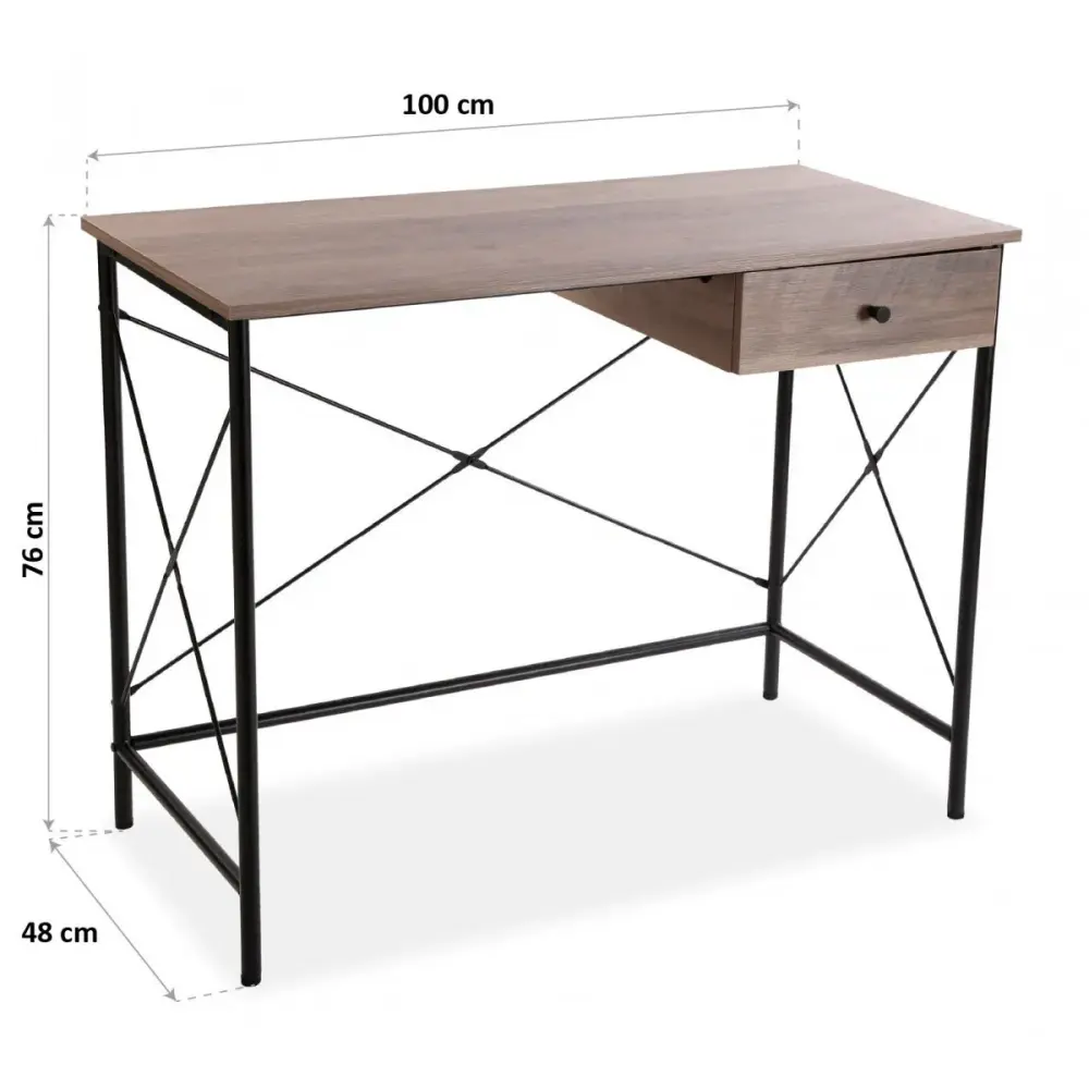 Escritorio Versa 1 cajón madera 76x100x48 cm con Soporte para Monitor