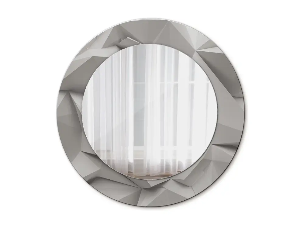 Espejo decorativo redondo - Cristal blanco abstracto - 50 cm