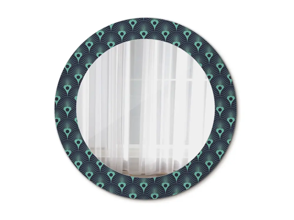 Espejo decorativo redondo - Estampado floral - 60 cm