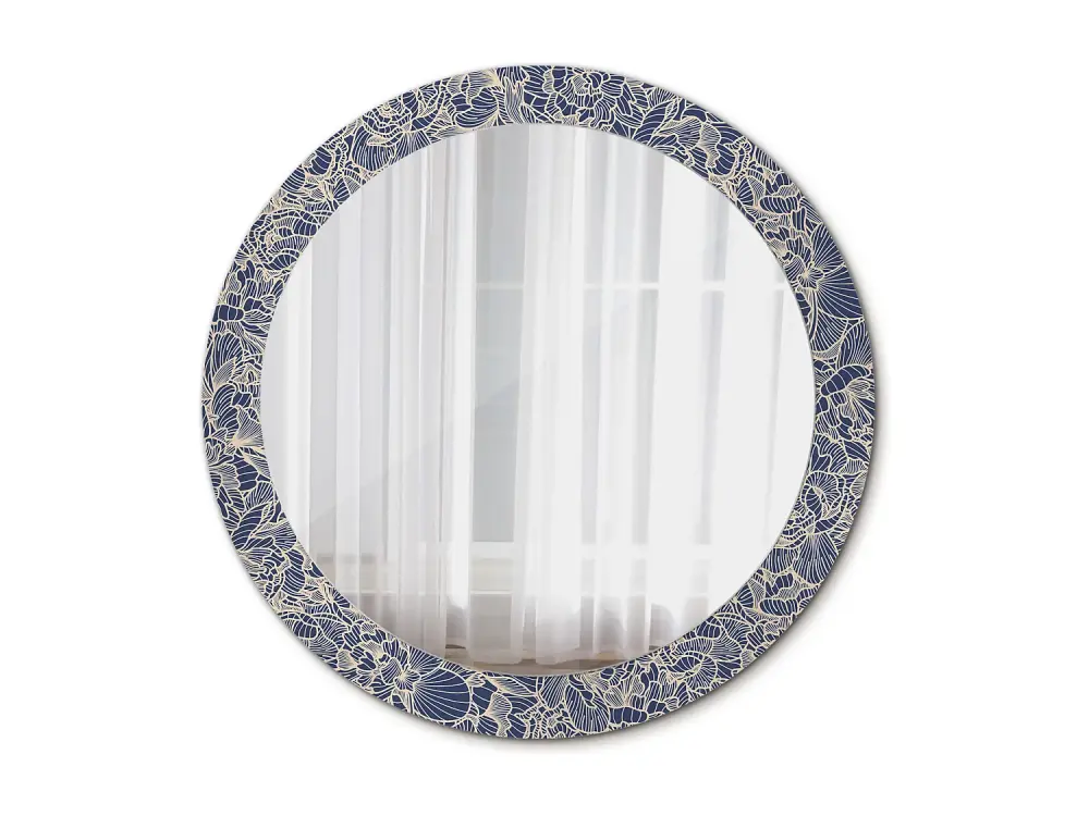 Espejo decorativo redondo - Flores - 80 cm