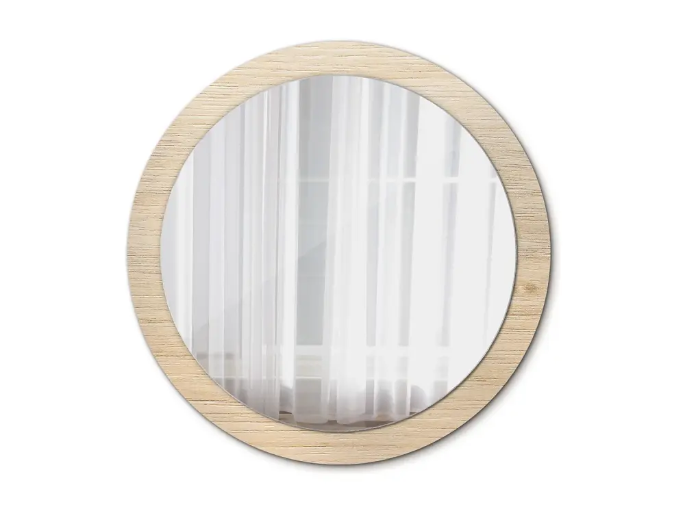 Espejo decorativo redondo - Madera clara - 90 cm