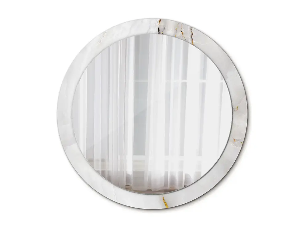 Espejo Redondo Decorativo - Mármol Pulido - 90 cm