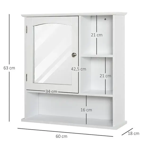 Armario de baño con espejo para pared blanco 63x60x18 cm