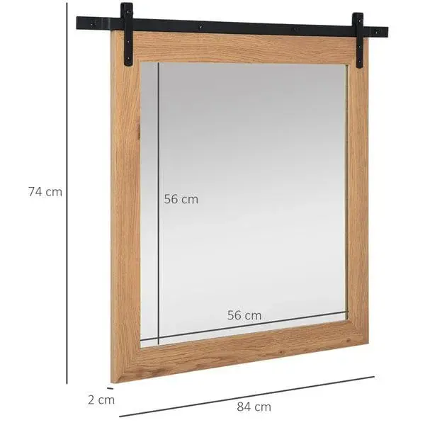 Espejo de baño Homcom para pared madera/negro 68,5x68,5 cm