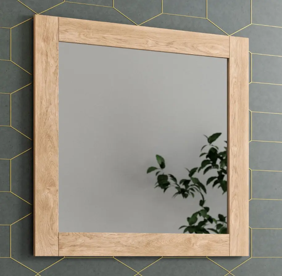 Espejo de baño rectangular base de madera | 80cm x 80cm roble sin aditivos