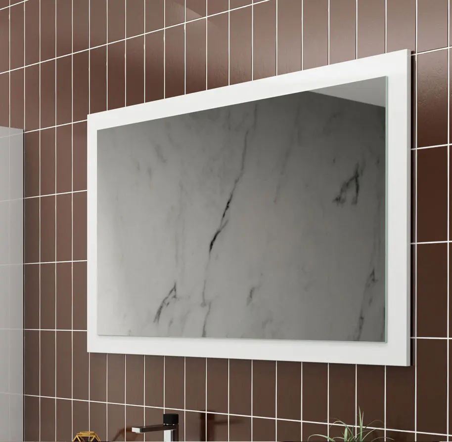 Espejo baño rectangular invertible base madera | blanco brillo 60cm x 68cm