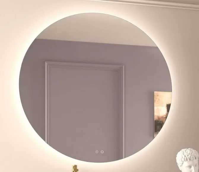 Espejo de baño redondo | luz ambiental sensor táctil on/off | 80cm
