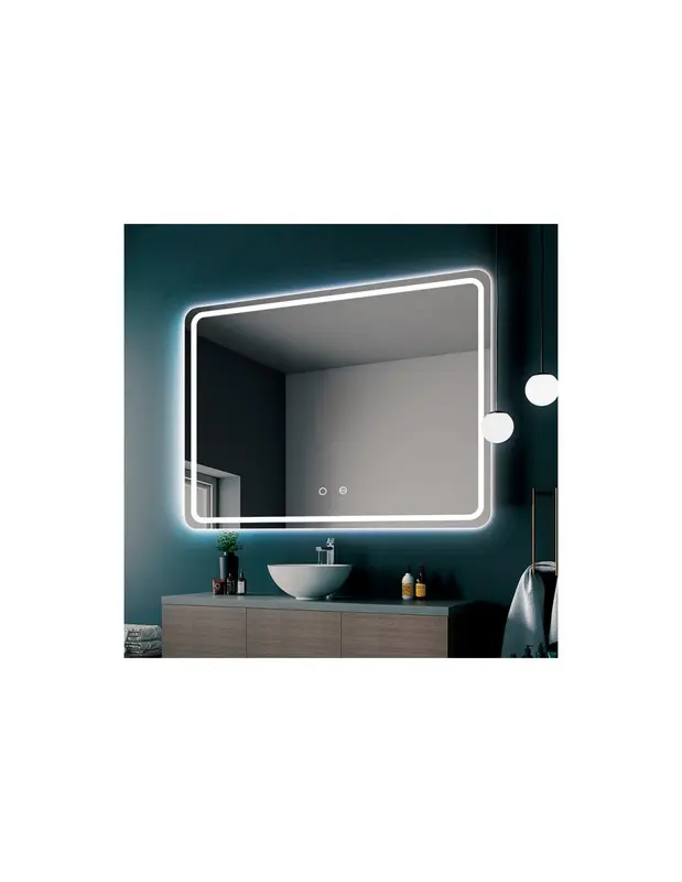 Espejo LED retroiluminado luz frontal frí con doble sensor antivaho 120x80 Diseño Compacto