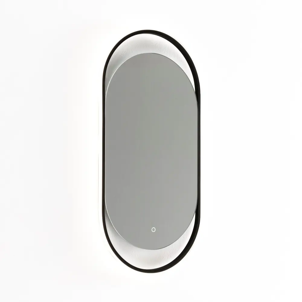 Espejo LED smd marco metálico forma capsular on/off touch para Baño Moderno