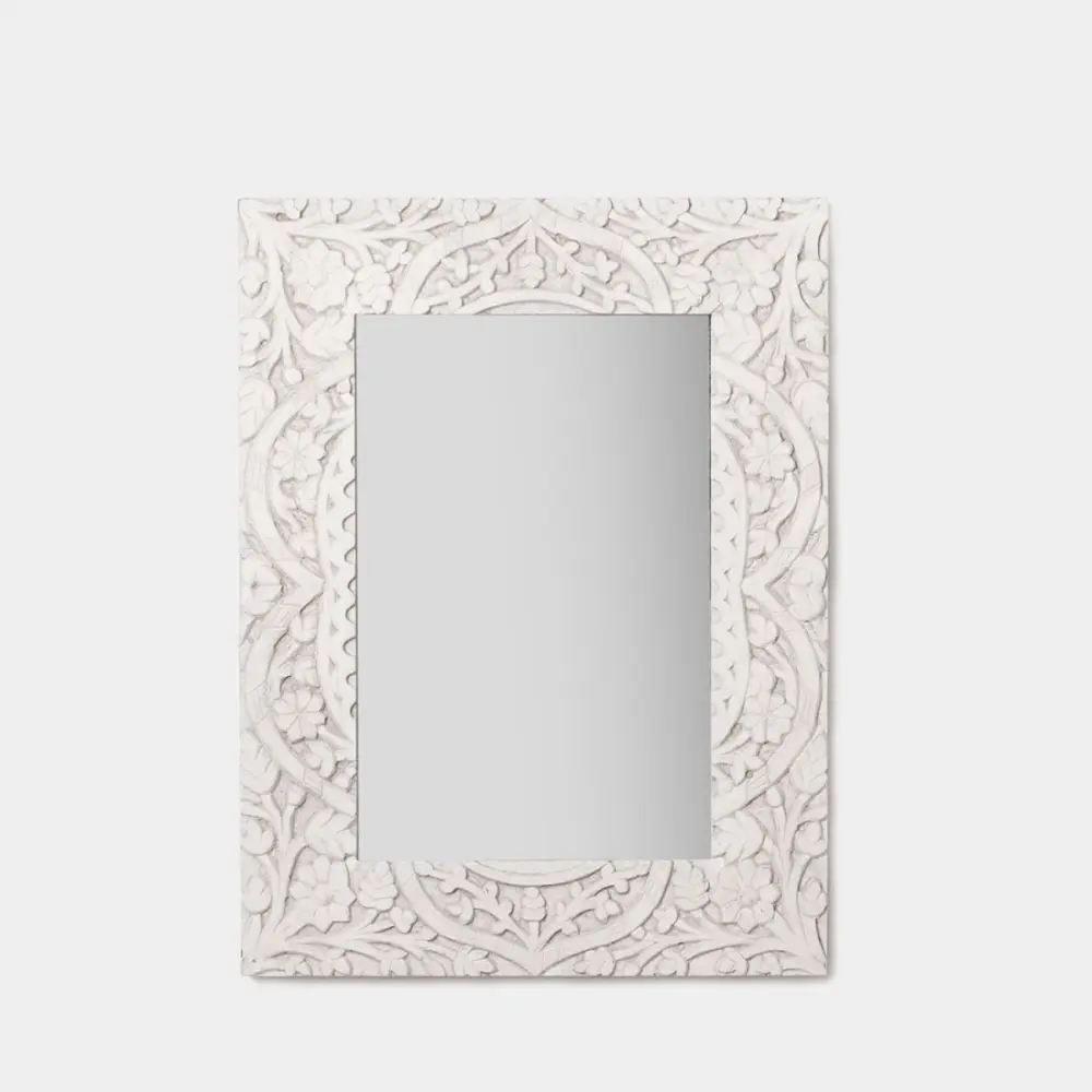 Espejo rectangular de pared 61x46 en blanco antiguo nayra