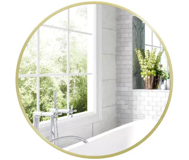 HOMCOM Espejo de Baño Ø60 cm Espejo de Pared Espejo Decorativo con Marco de Aluminio y Gancho Cómodo Instalación para ...