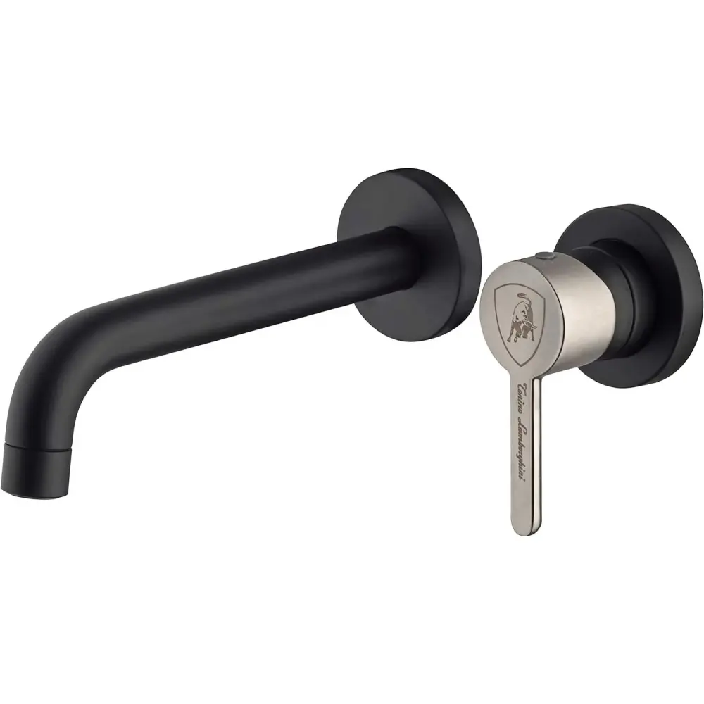 Miscelatore monocomando Lavabo Muro Nero con Maniglia satinata Tonino Lamborghini collezione Dark-light