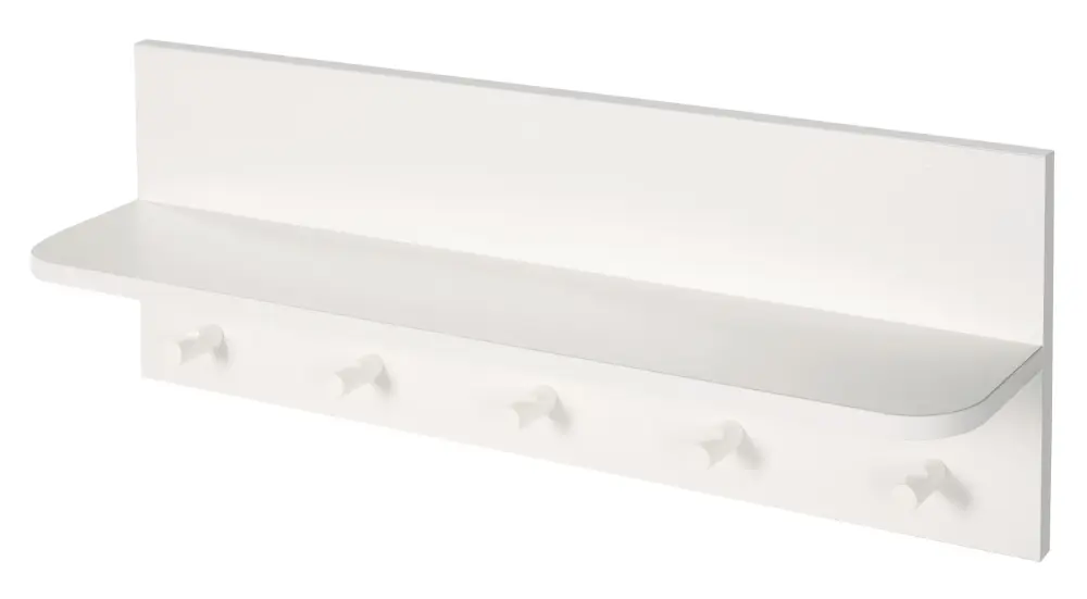 Perchero de pared, 1 estante, 5 ganchos, para pared en vestíbulo/baño o armario en la habitación infantil