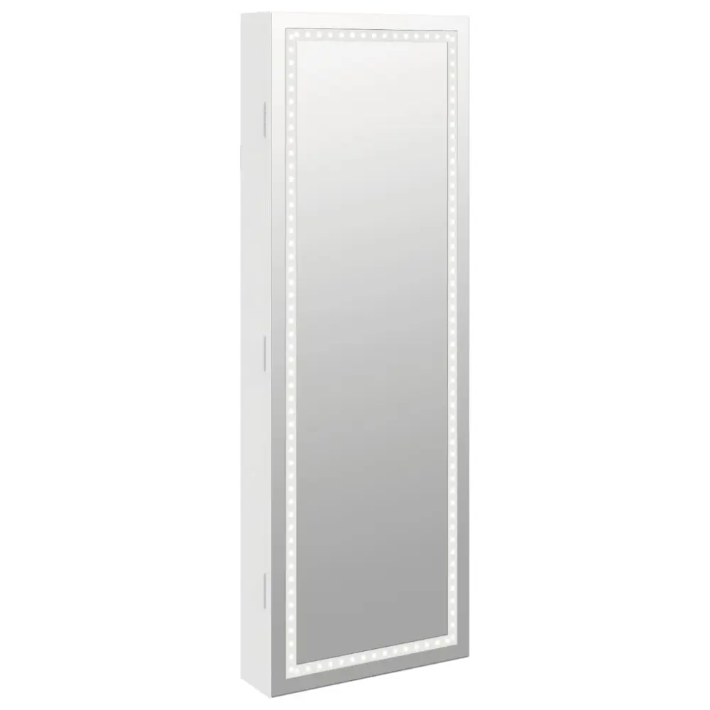vidaXL espejo con joyero y luces LED para pared blanco