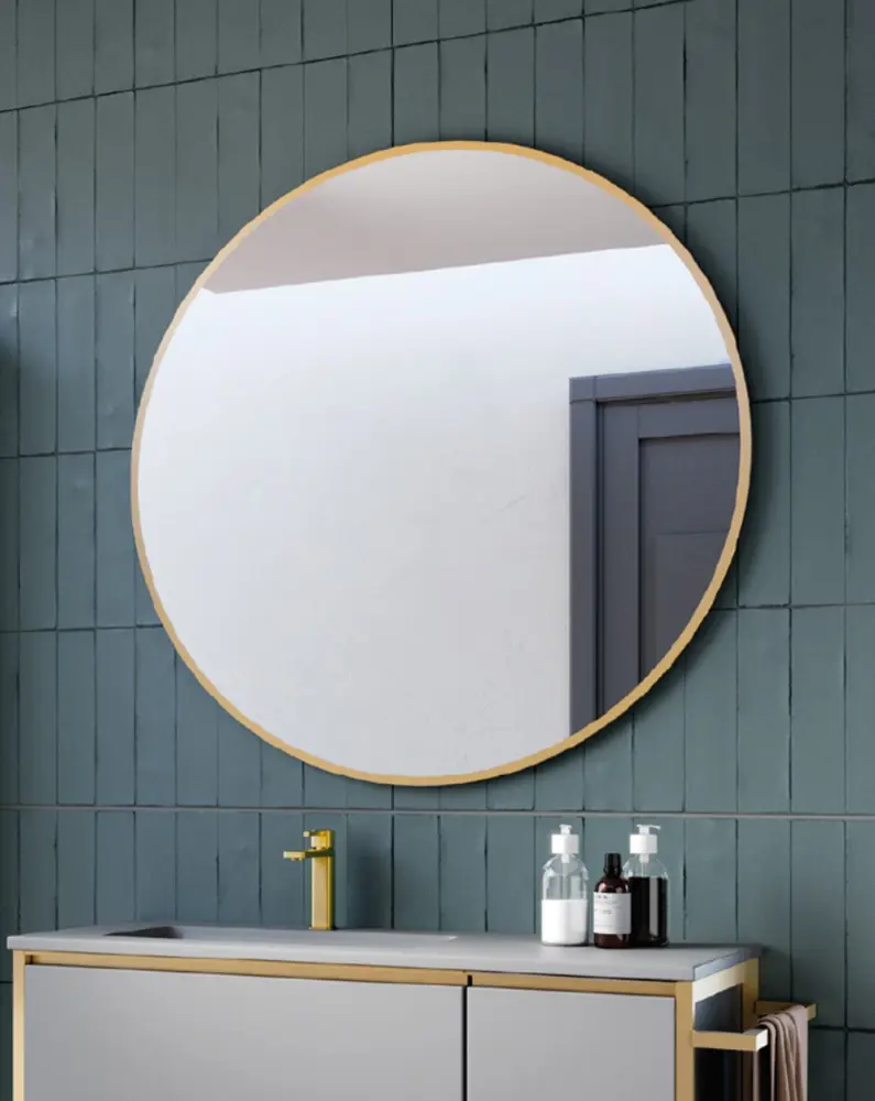 Espejo de baño redondo decorativo | borde oro 100cm Estilo Art Deco