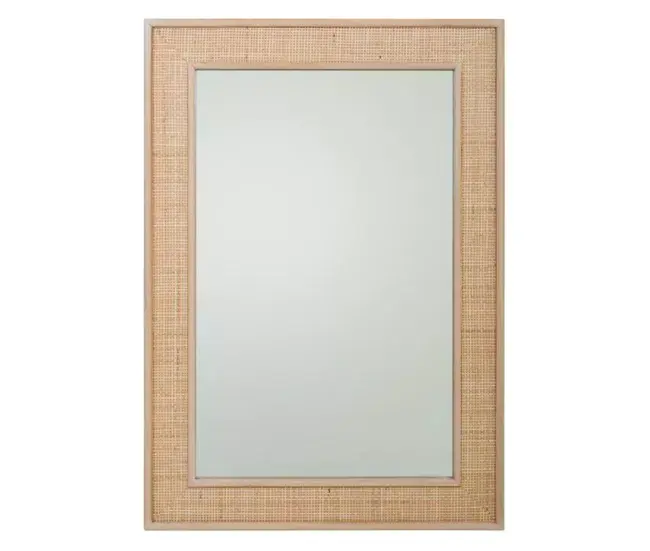 Espejo de madera y rejilla marrón 70x2.5x100 para Sala y Baño