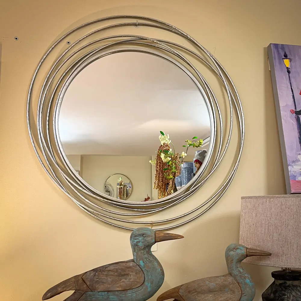 Espejo metal aros plata 76x80 cm