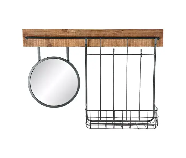 Espejo de pared DKD Home Decor Negro Metálico Abeto Espejo (80 x 15 x 20 cm)