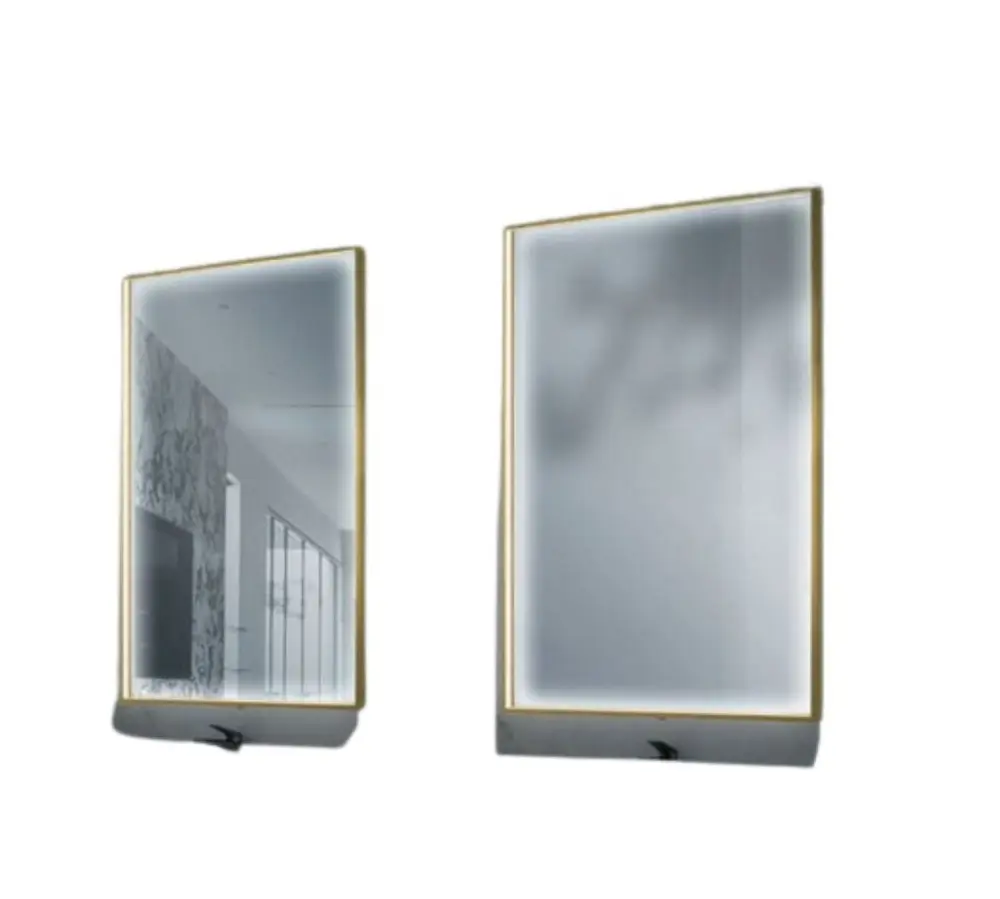 Espejo rectangular LED antivaho mod. Ability 80x140 dorado 6500k frí con Luz LED Ajustable