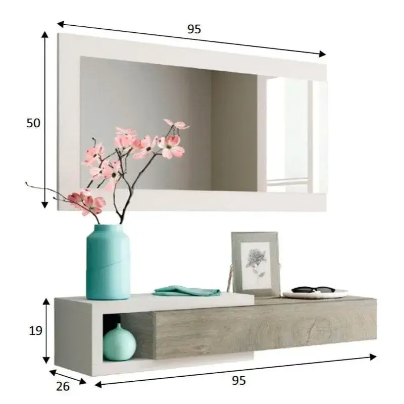 Mueble recibidor Enzo con espejo blanco artik/Alaska Estilo Art Deco