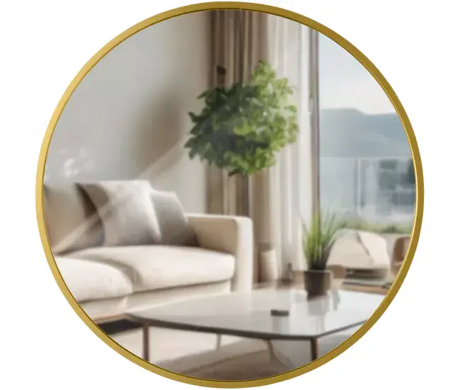 Portavelas de Cristal Espejo de pared Elsie Metal dorado resplandeciente Ø 30 cm