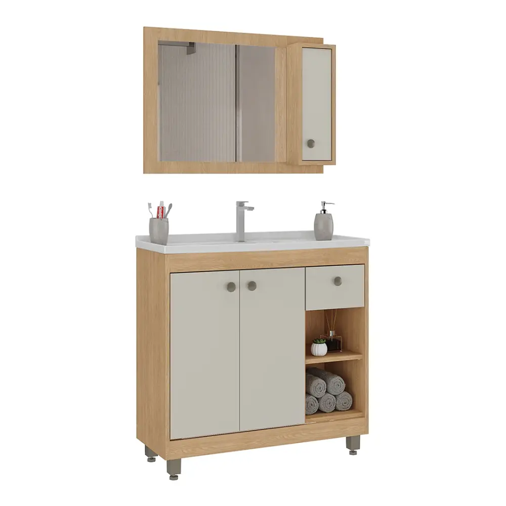 Premium de Vidrio Templado MUEBLE D/BAÑO CON ESPEJO ARENA