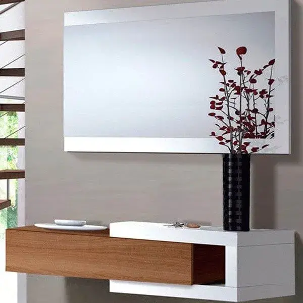 Recibidor con espejo colgante modelo Noon Compatible con Pared de Ladrillo