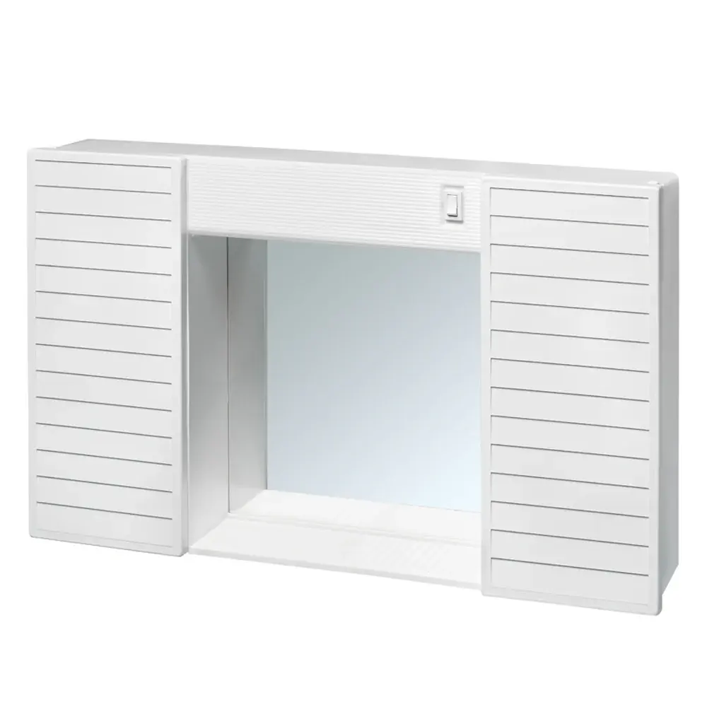 Reloj de Pared Espejo con dos puertas, estante y luces cm 58x37x12 de CR