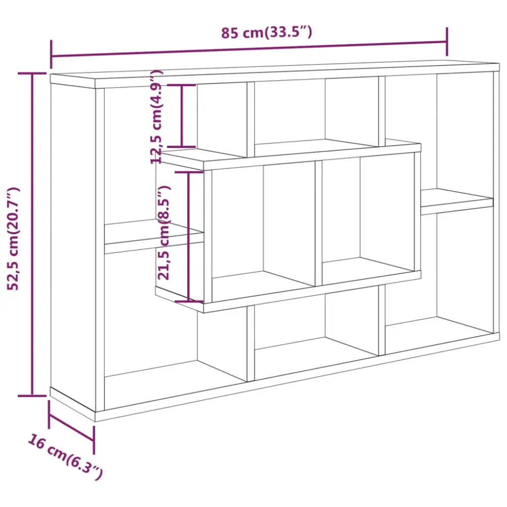Estanterí Ohio rectangular 8 estantes 52,5x85x16 cm para Decoración Unisex