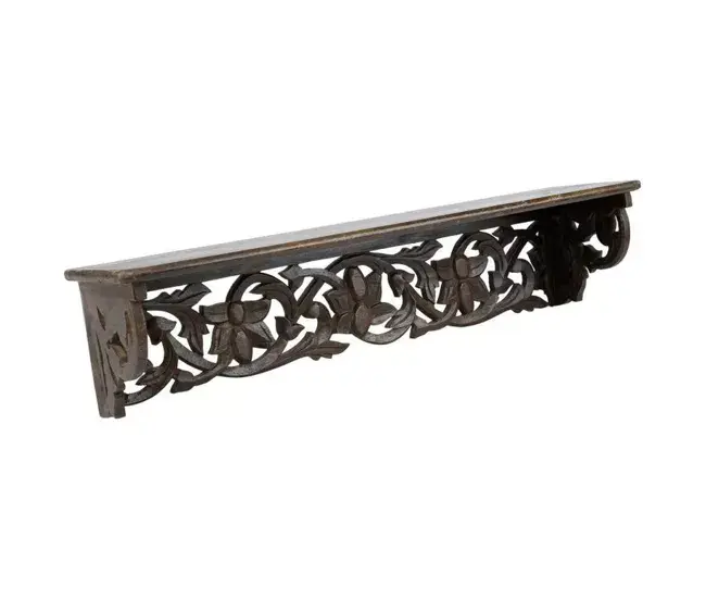 Escultura de Metal Moderna Estante Alexandra House Living Gris Madera de mango 15 x 13 x 60 cm