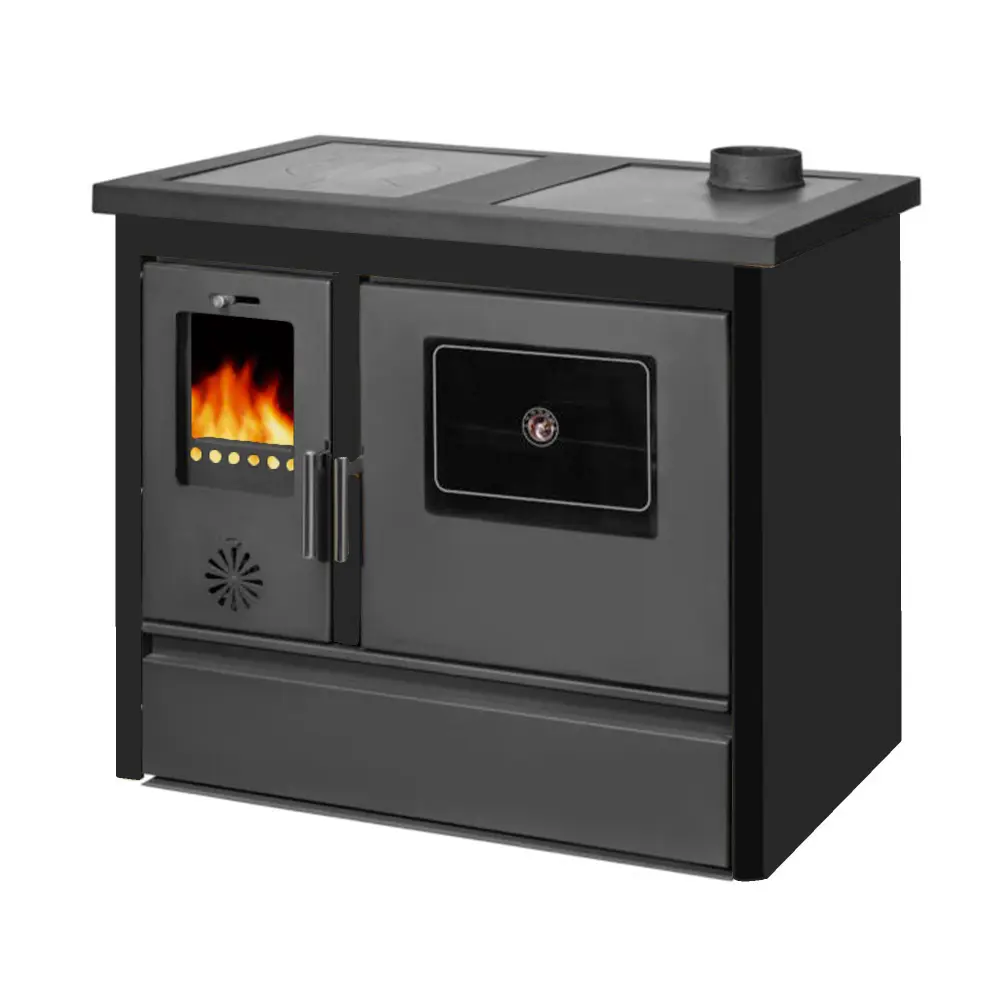 Cocina de leñ con horno tamara sannover 12 kw negro