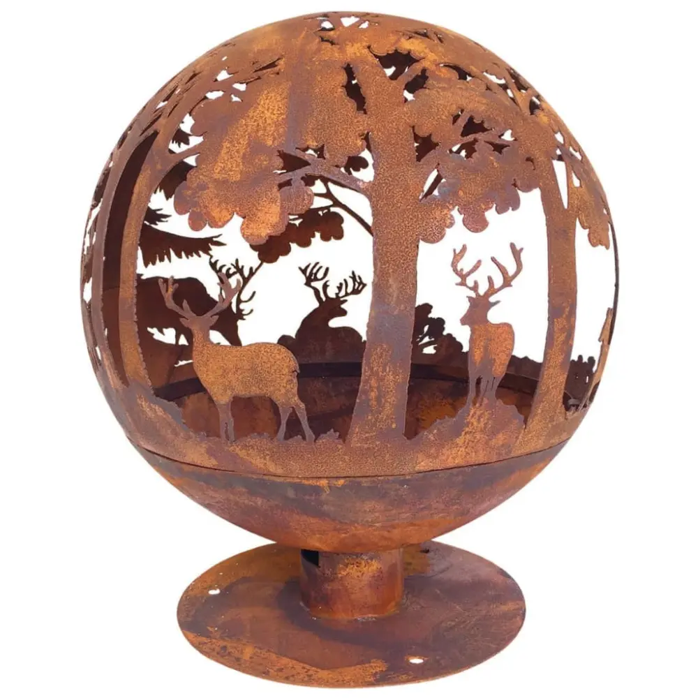 Esschert design brasero con corte láser 57,5x57,5x66 cm óxido ff261