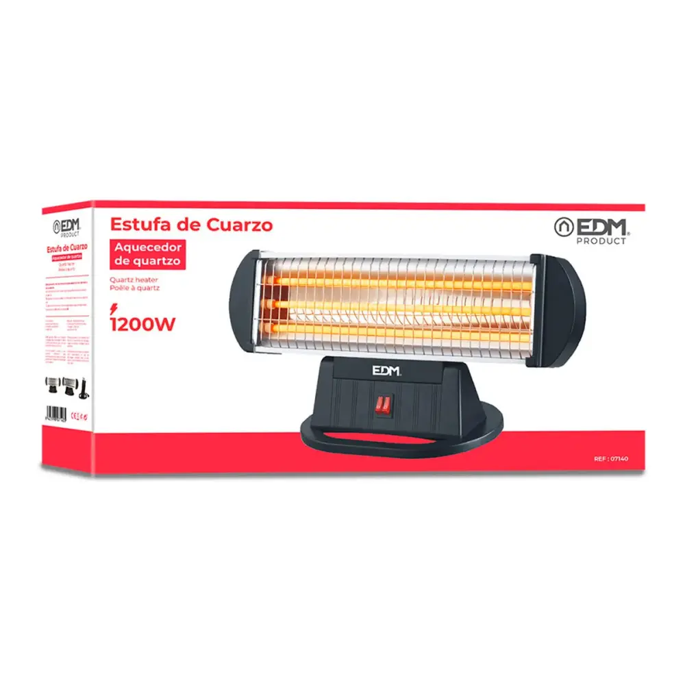 Estufa de cuarzo EDM 1200W 3 niveles negro