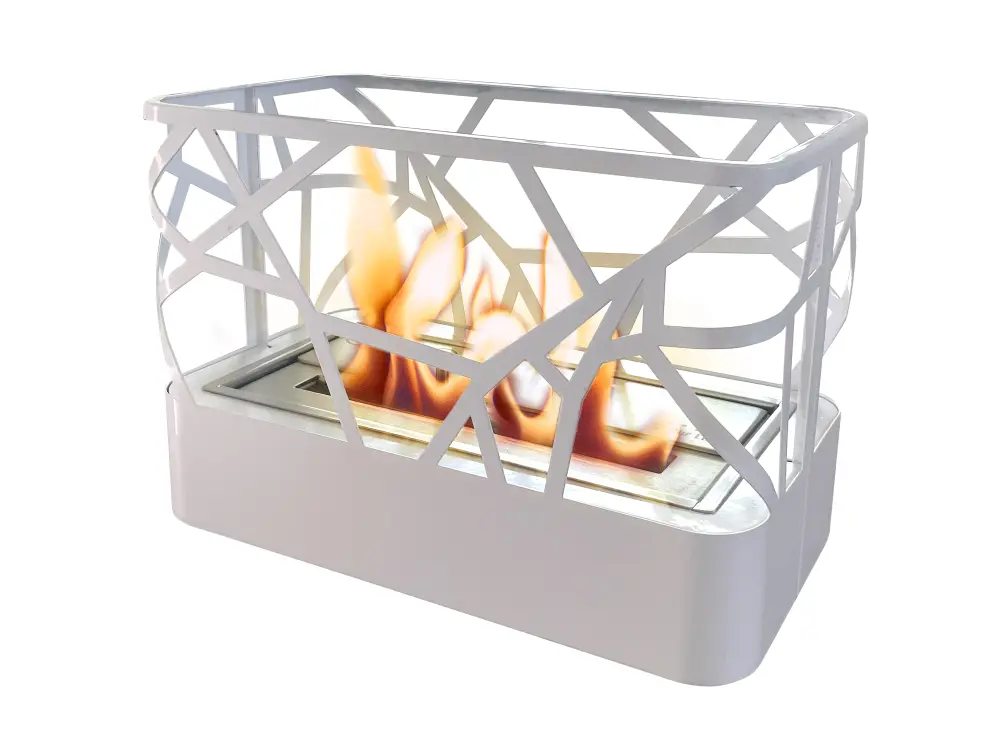 Alta Eficiencia Energética ++ Chimenea de etanol sobremesa en blanco