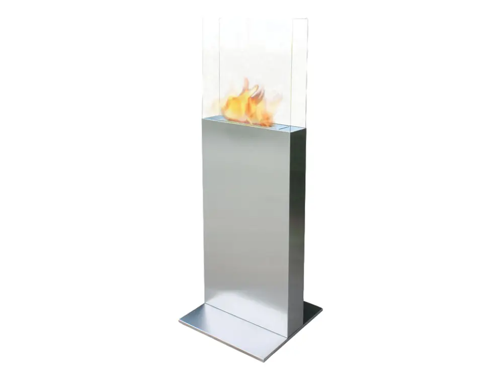 Alta Eficiencia Energética ++ Chimenea de etanol de torre en acero y cristal templado