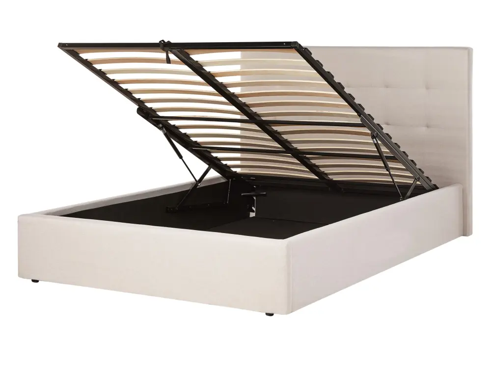 Cama con almacenaje tela lorient 140 x 200 cm crema