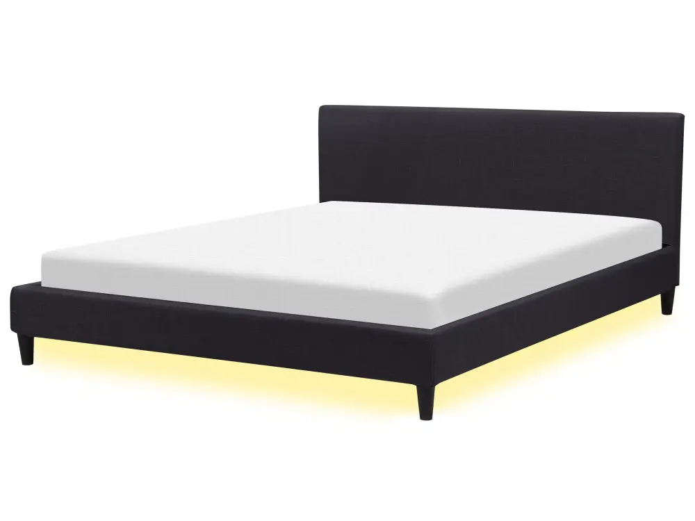 Cama LED tela fitou 180 x 200 cm negro Hipoalergénico