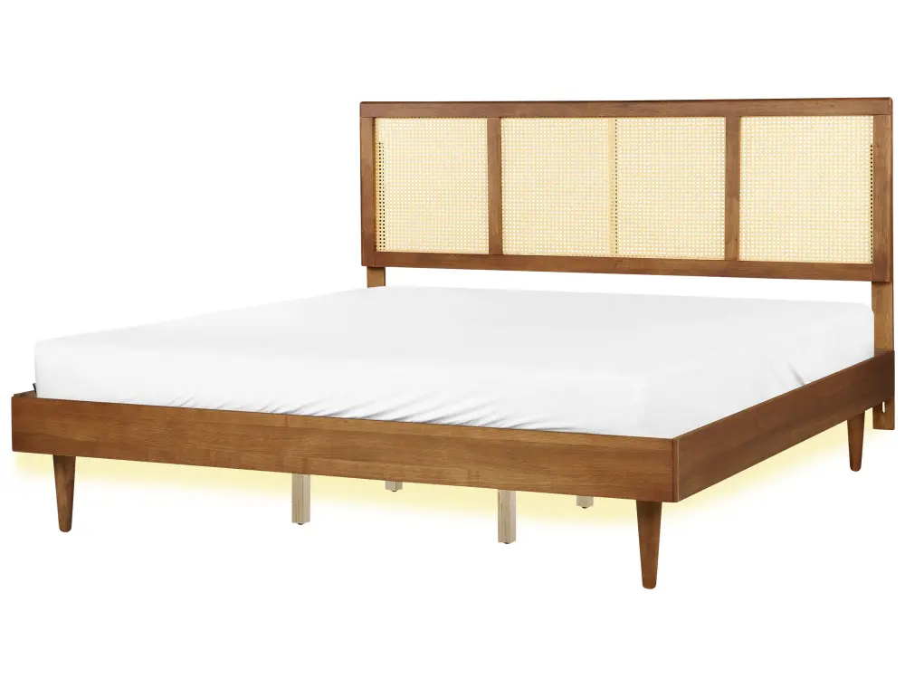 Sobre de almohada Cama LED ratán auray 180 x 200 cm marrón