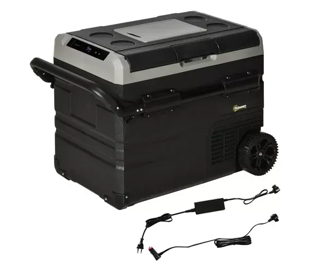 Outsunny Nevera y Congelador de Compresor Portátil 60L Refrigerador de Coche CC 12V/24V hasta -20℃ con Pantalla LED Tá...