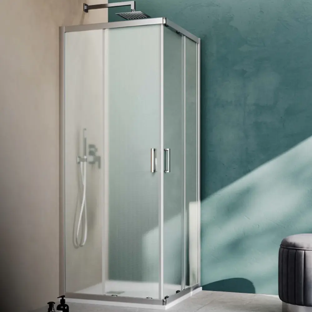 Box doccia angolare rettangolare 70x120 modello Loop con cristallo opaco táctil anticalcare Smart Clean
