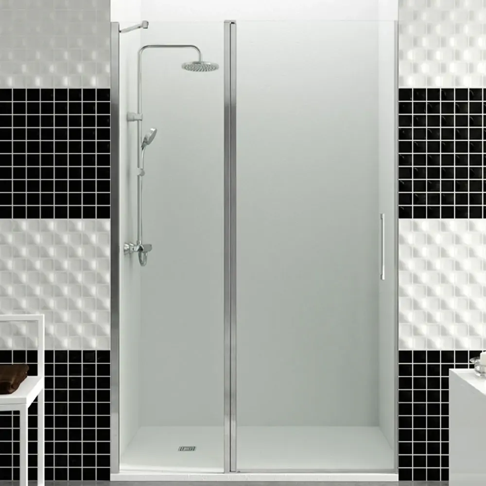Box doccia nicchia 120 cm GME modello Open con porta battente 70 cm con chiusura magnetica parete