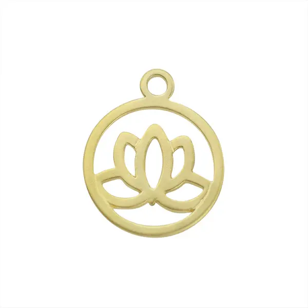 Dije Chapa Flor de Loto 24x19.5mm Dorado Satinado